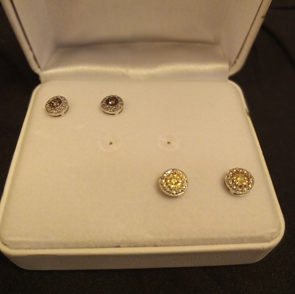 1/4 CT diamond earrings 925 Silver - Picture 7 of 7
